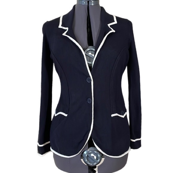 NIC+ZOE Jackets & Blazers - Nic + Zoe Navy and White Knit Cardigan Blazer Size Medium